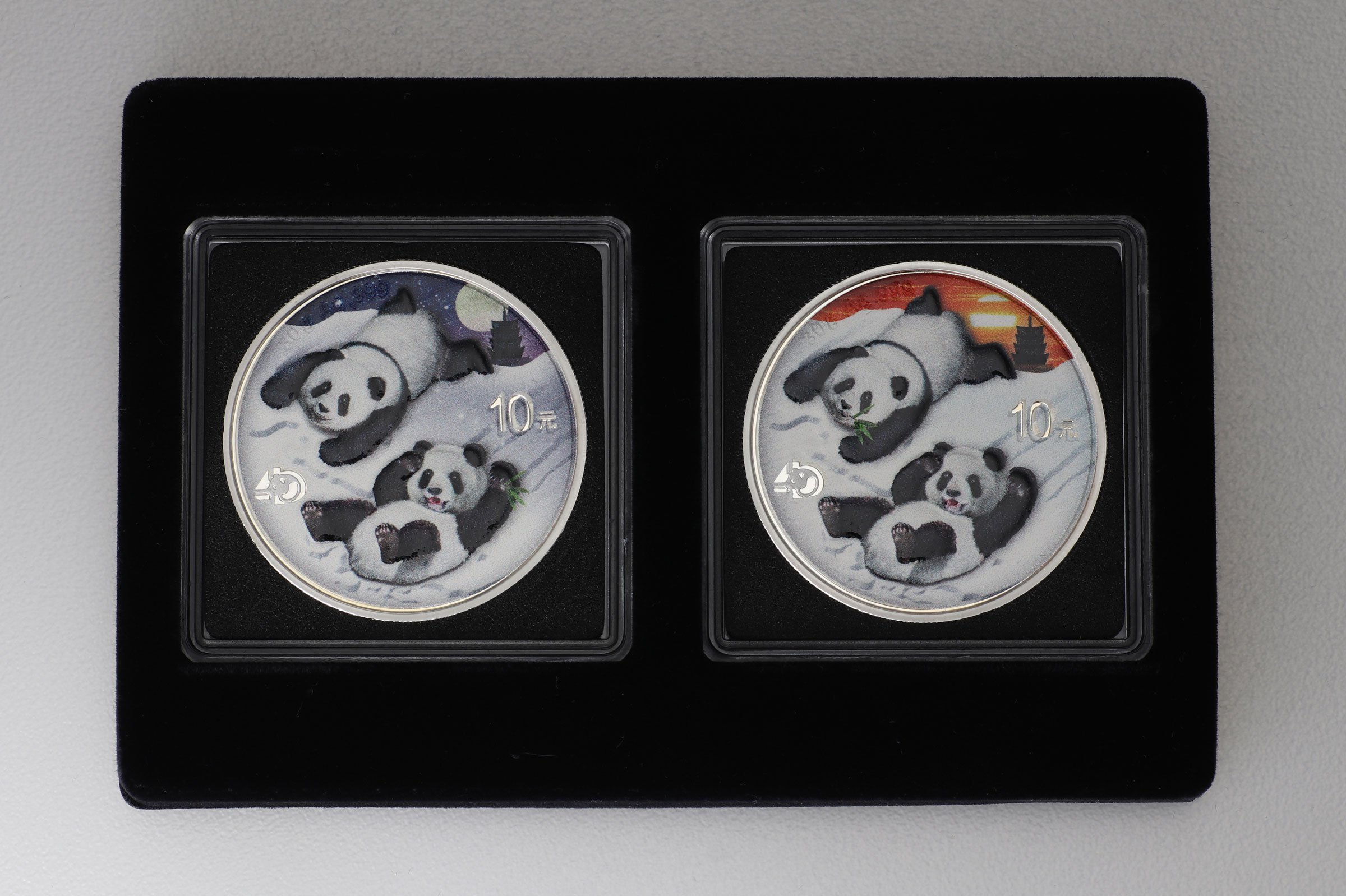 Silbermünzen 2 x 30g "Panda" 2022 (koloriert) Set – 2-teilig Night & Day (China) - Hauptansicht