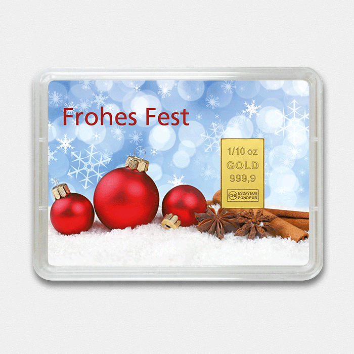 Goldbarren 1/10oz "Frohes Fest" (Flip) - Hauptansicht