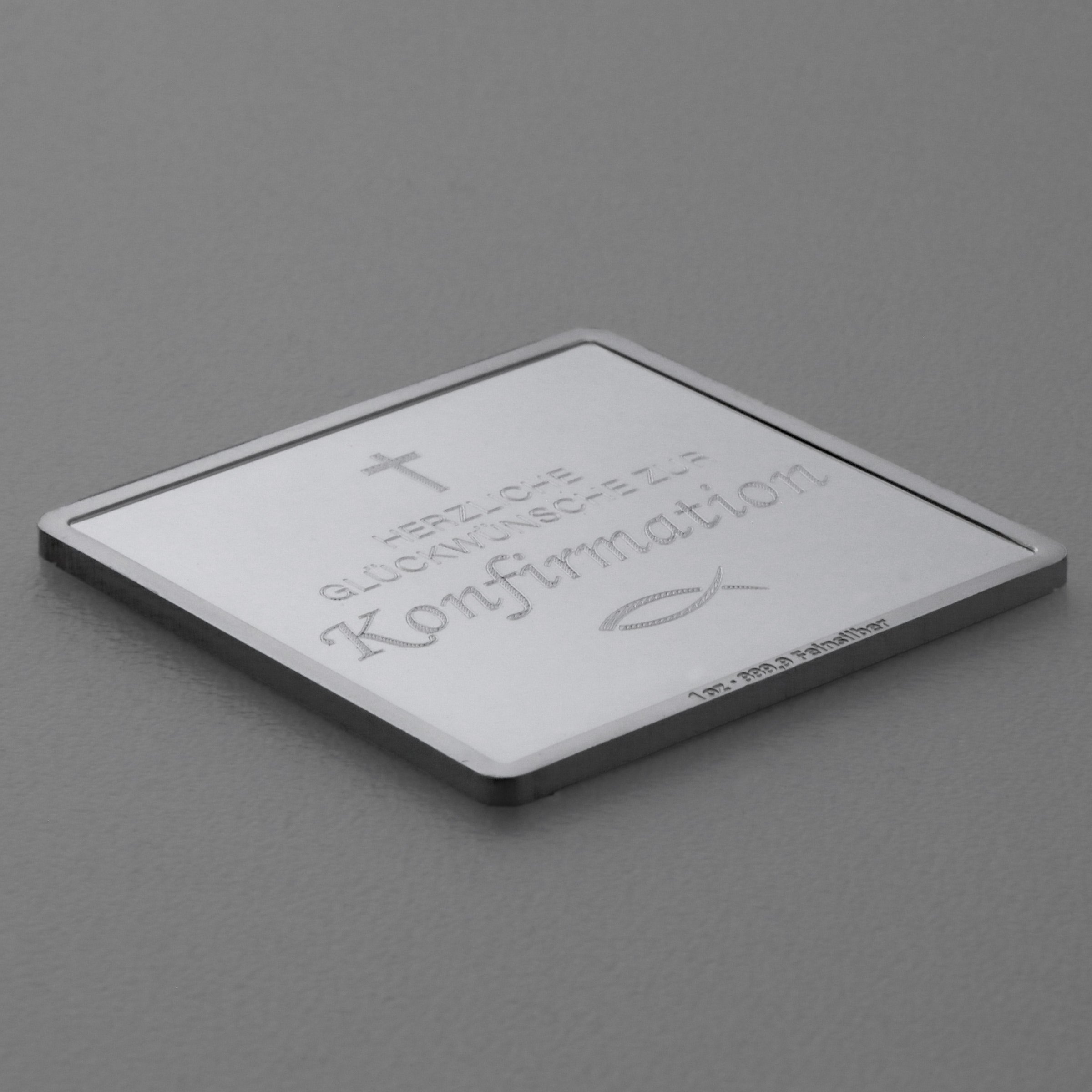 Silberbarren 1oz "Konfirmation" Gravurbarren quadratisch - Detailansicht 2
