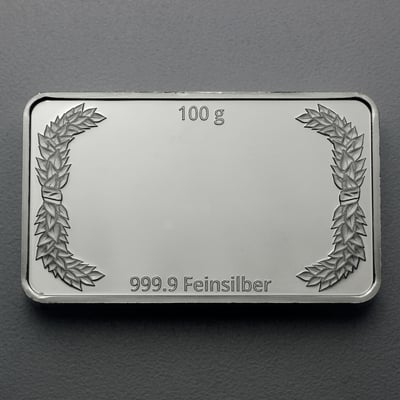 Silberbarren 100g "Lorbeerkranz" gravierbar Recyclingsilber - Miniaturansicht 2
