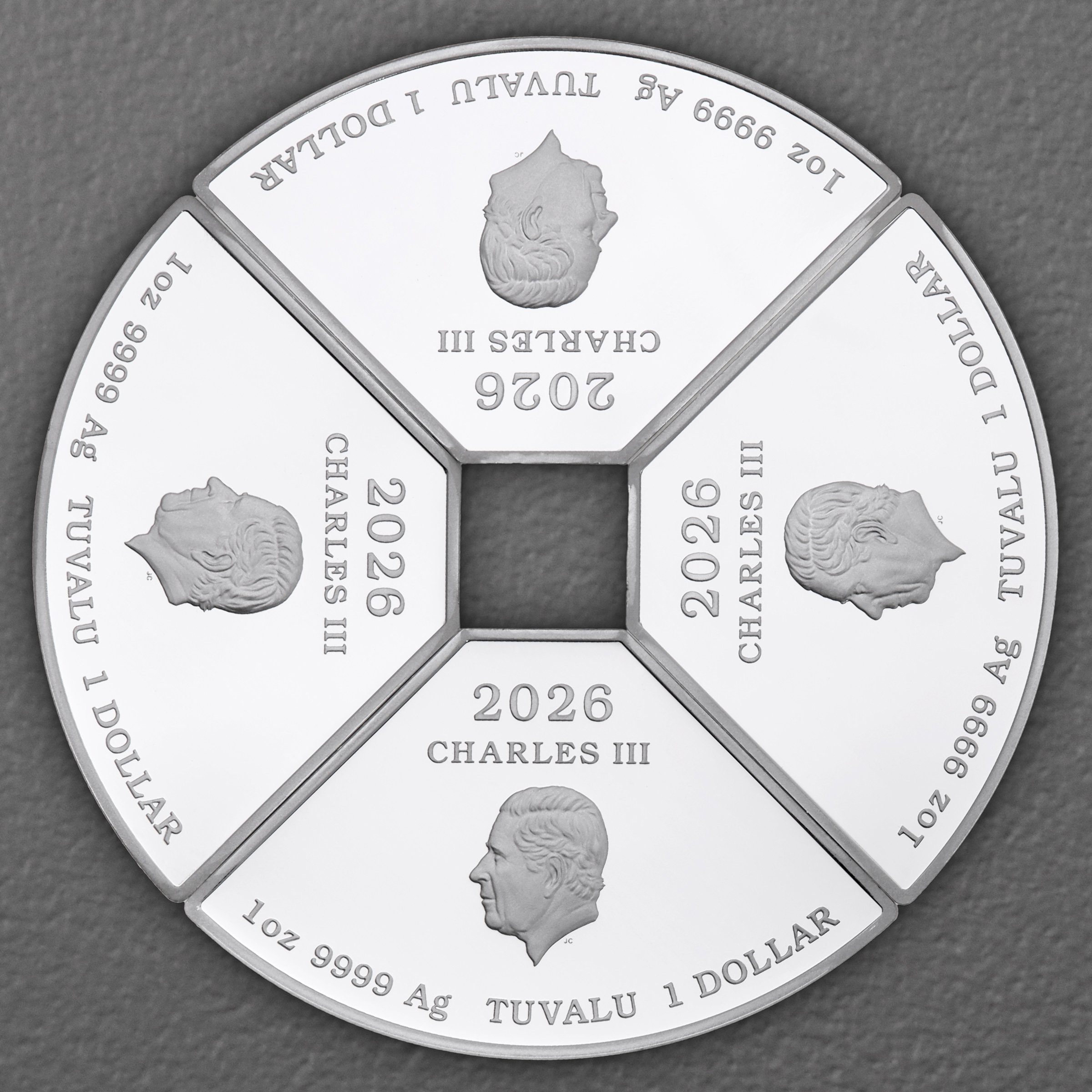 Silbermünzen 4 x 1oz "Pferd" 2026 (PP/koloriert) Set – 4-teilig Quadrant (Tuvalu) - Detailansicht 1