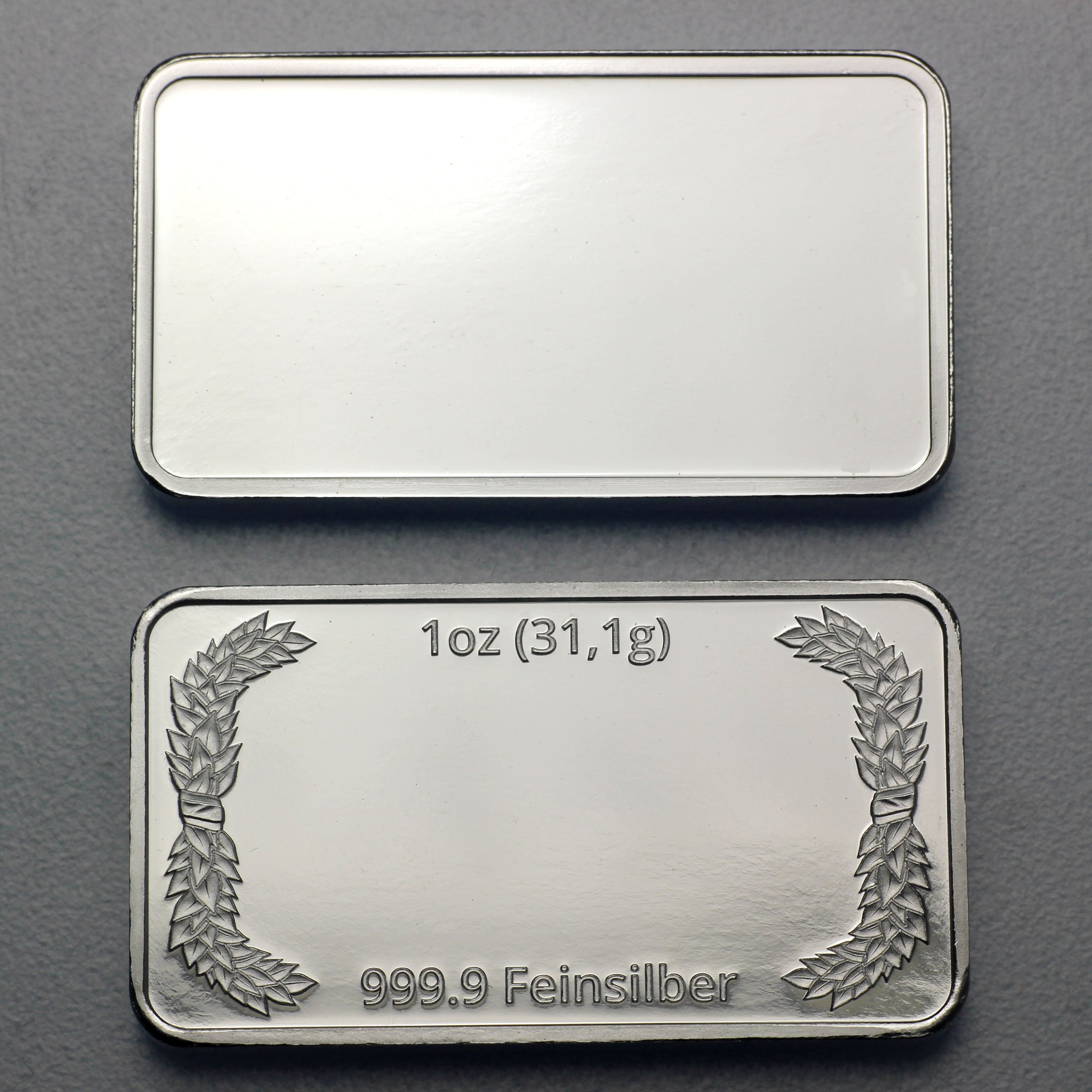 Silberbarren 1oz "Lorbeerkranz" gravierbar Recyclingsilber - Detailansicht 1