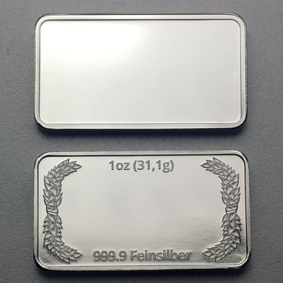Silberbarren 1oz "Lorbeerkranz" gravierbar Recyclingsilber - Miniaturansicht 2