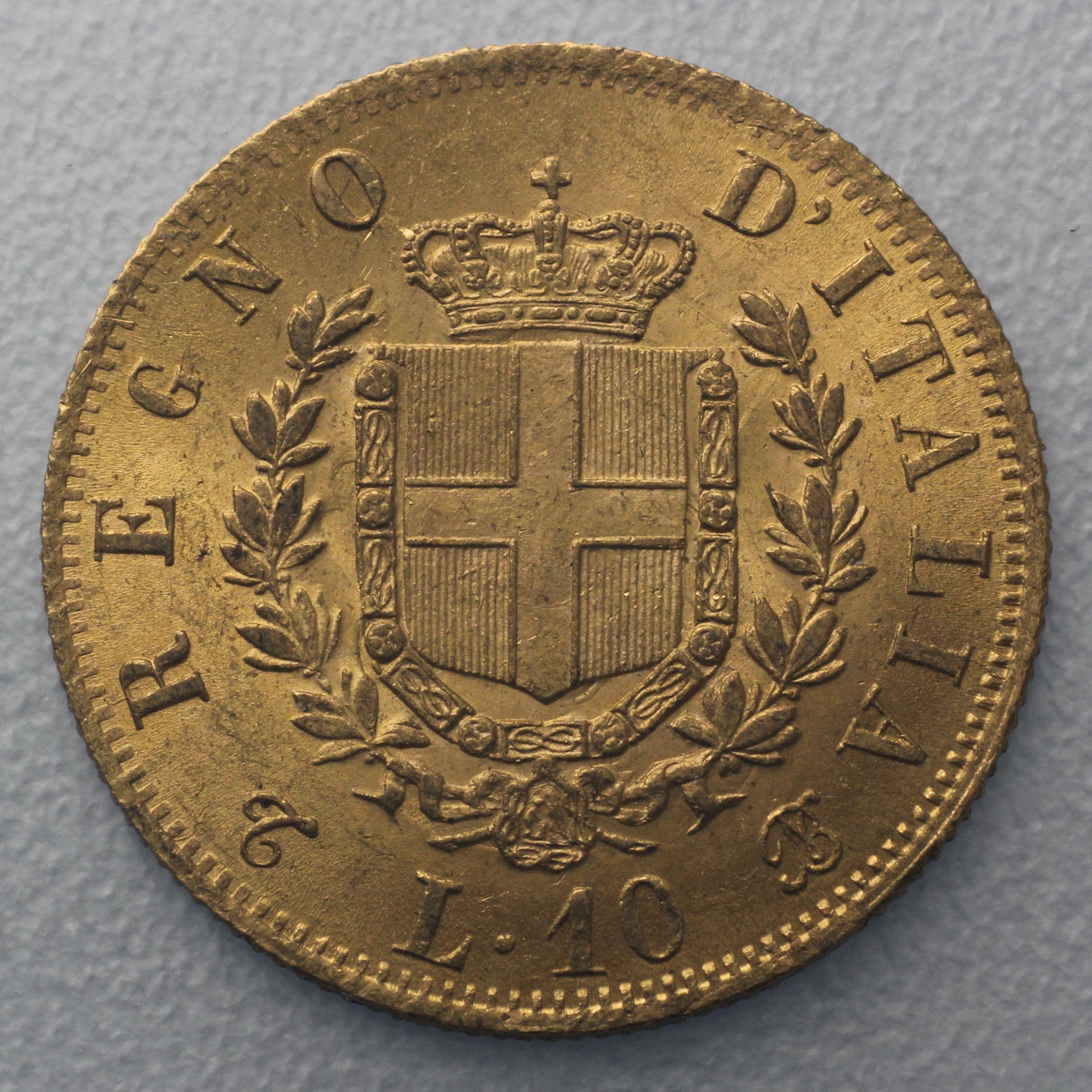 Goldmünze 10 Lire "Vittorio Emanuele II." (Italien) - Detailansicht 1