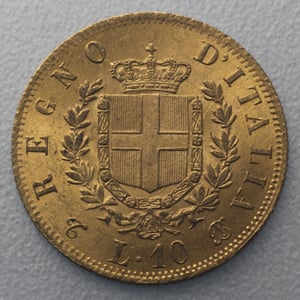 Goldmünze 10 Lire "Vittorio Emanuele II." (Italien) - Miniaturansicht 2