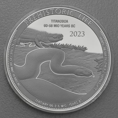 Silbermünze 1oz "Titanoboa" 2023 Prehistoric Life (Kongo) - Miniaturansicht 1