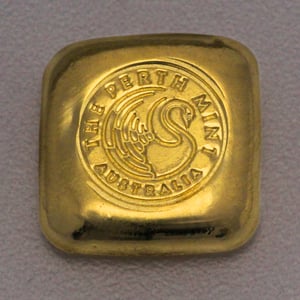 Goldbarren 1oz THE PERTH MINT gegossen quadratische Form - Hauptansicht