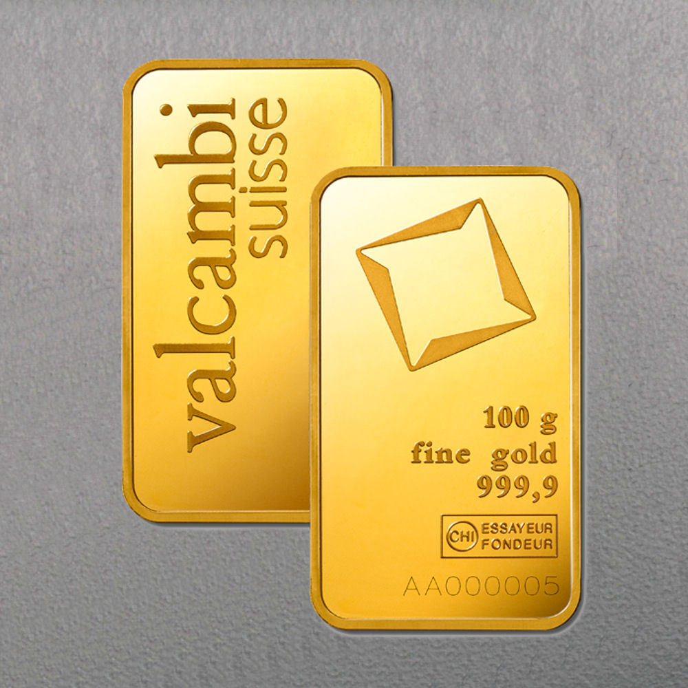 Goldbarren 100g VALCAMBI geprägt - Detailansicht 1