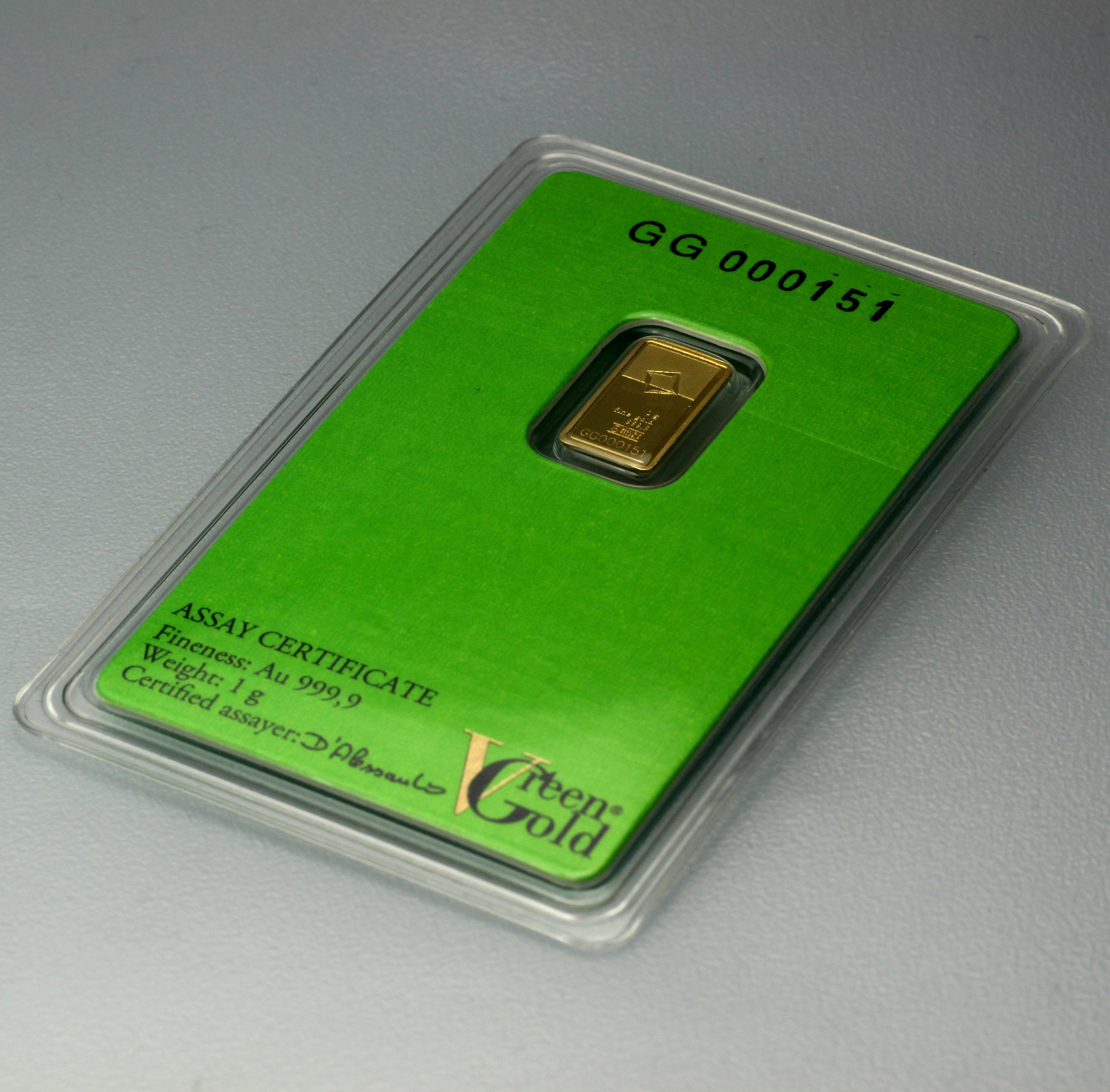 Goldbarren 1g "Green Gold" VALCAMBI (999,9 Au) - Detailansicht 3