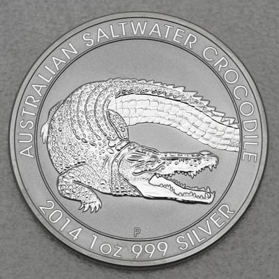 Silbermünze 1oz "Saltwater Crocodile" 2014 (Australien) diff. - Miniaturansicht 1