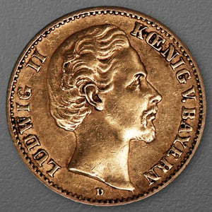 Goldmünze 10 Mark "Ludwig II." 1874-D J.196 (Bayern) - Hauptansicht