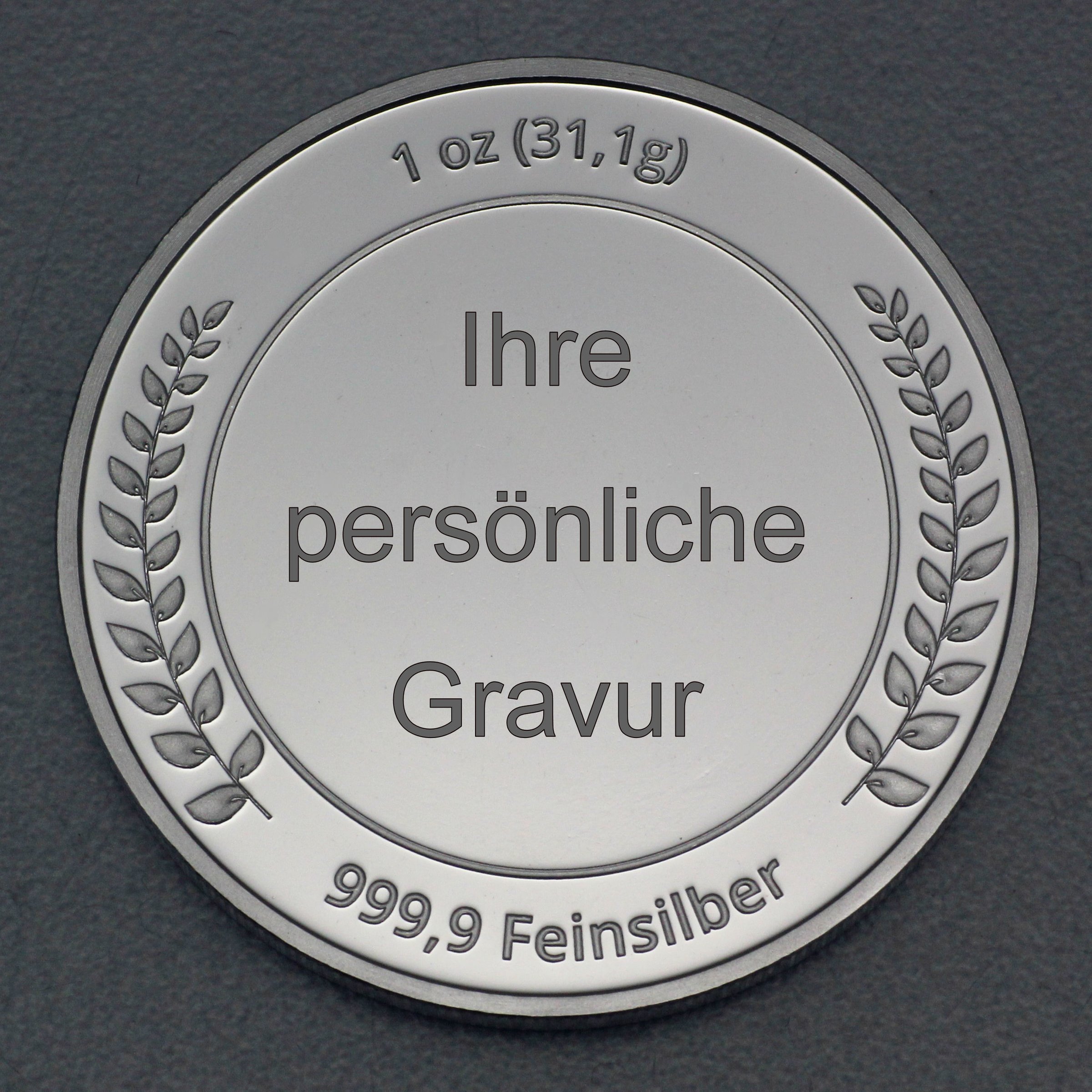 Silbermedaille 1oz (Lorbeerkranz), gravierbar - Hauptansicht