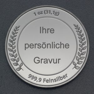 Silbermedaille 1oz (Lorbeerkranz), gravierbar - Hauptansicht
