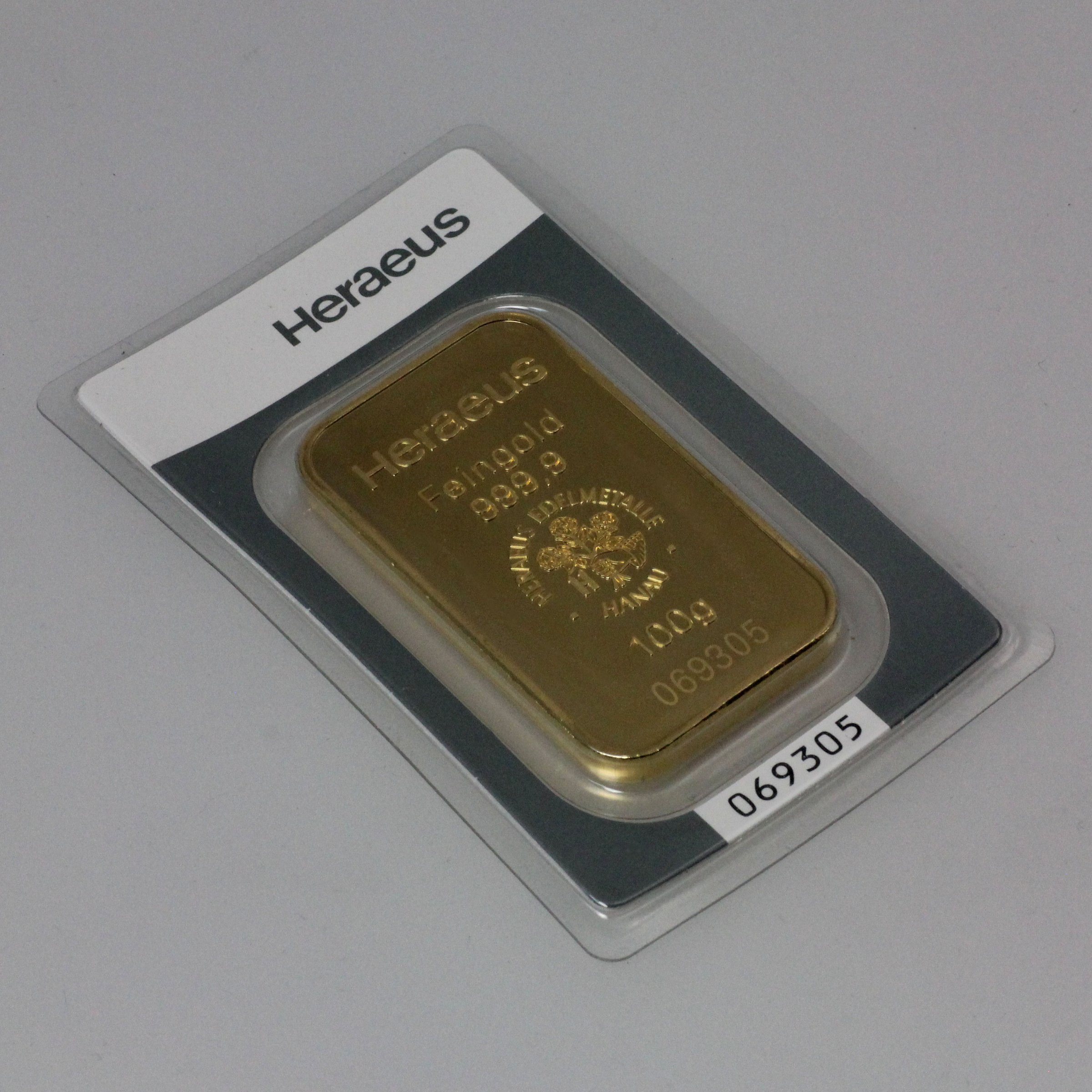 Goldbarren 100g HERAEUS geprägt - Detailansicht 3