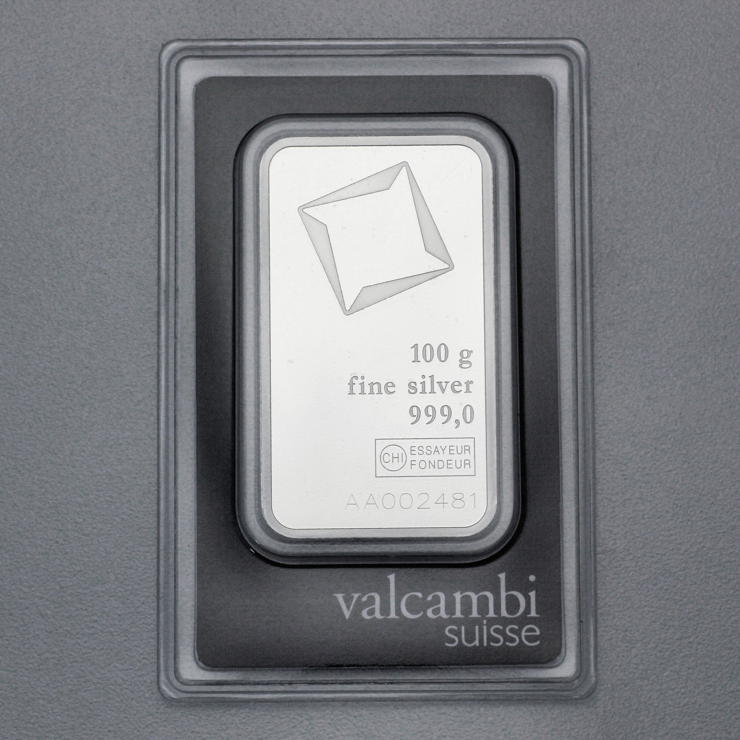 Silberbarren 100g VALCAMBI, Blister - Hauptansicht