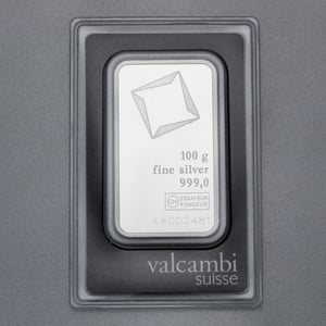 Silberbarren 100g VALCAMBI, Blister - Hauptansicht