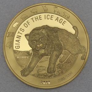 Goldmünze 1oz "Säbelzahnkatze" 2020 Giants of Ice Age (Ghana) - Hauptansicht