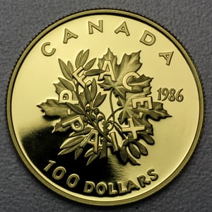 Goldmünze 100 Dollar "Maple+Olive" 1986 (Kanada) - Hauptansicht