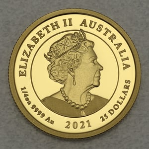 Goldmünze 1/4oz "95th Birthday Queen Elizabeth" Polierte Platte (Australien) - Miniaturansicht 2