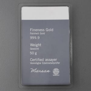 Goldbarren 50g HERAEUS gegossen - Miniaturansicht 2