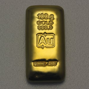 Goldbarren 100g Au ESG, gegossen - Hauptansicht