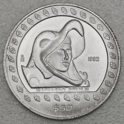 Silbermünze 1/2oz "Guerrero Aguila" 1992 Präkolumbische Kulturen – Azteken (Mexiko) - Miniaturansicht 1