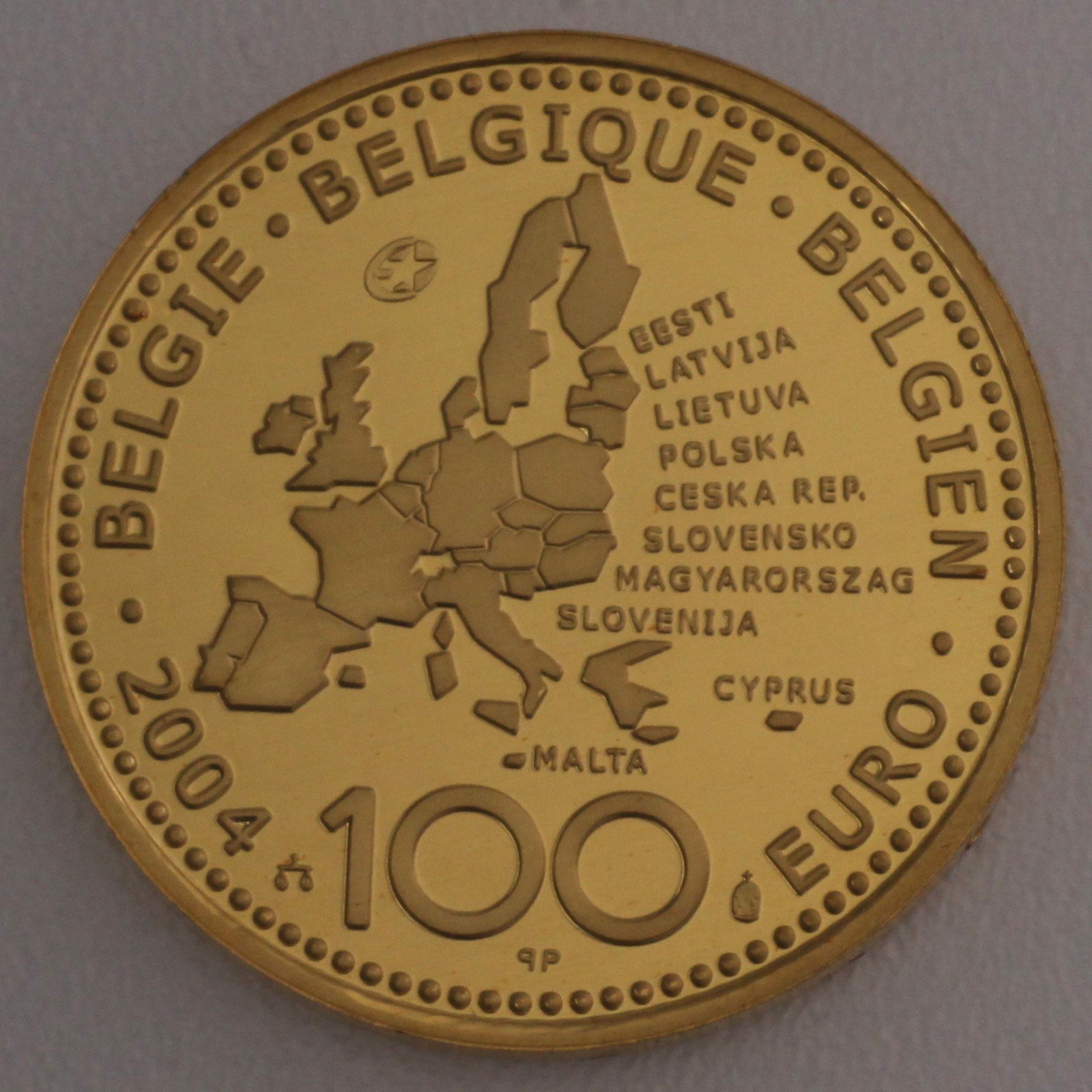 Goldmünze 100 Euro "EU-Erweiterung" 2004 (Belgien) - Detailansicht 1