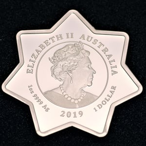 Silbermünze 1oz "Christmas" 2019 (PP/koloriert) Star-Shaped Coin (Australien) - Miniaturansicht 2