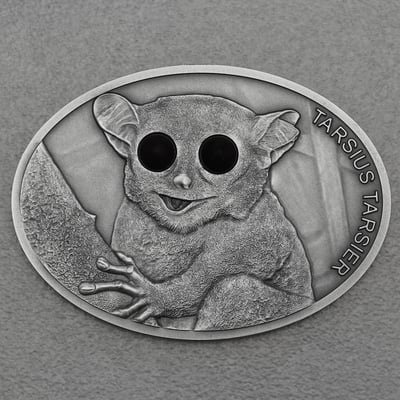 Silbermünze 1oz "Maki Spectral Tarsier 2013" Fascinating Wildlife Oval Silver Antik Finish Coin - Miniaturansicht 1