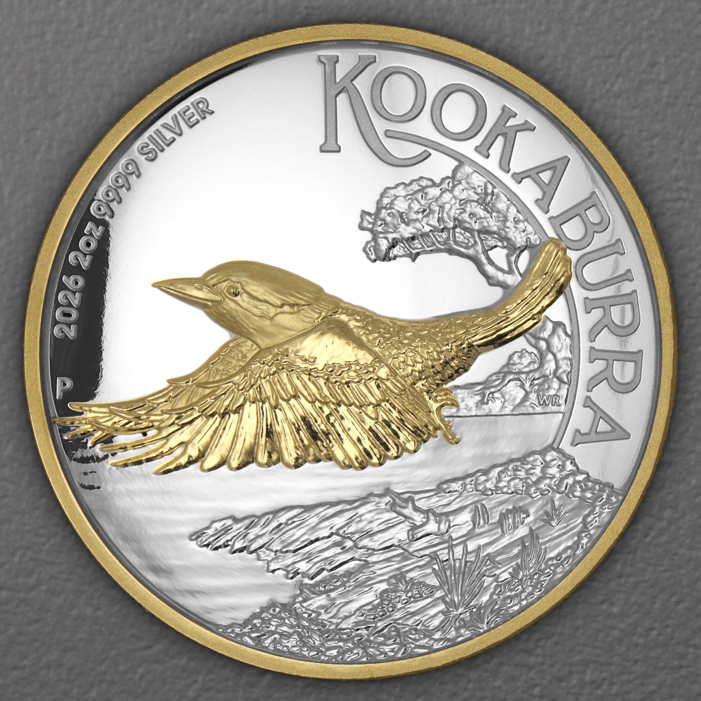 Silbermünze 2oz "Kookaburra" 2026 (PP/HR/vergoldet) (Australien) - Hauptansicht