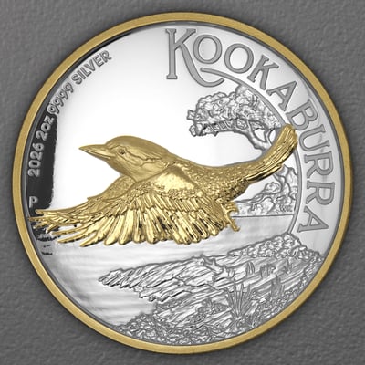 Silbermünze 2oz "Kookaburra" 2026 (PP/HR/vergoldet) (Australien) - Hauptansicht