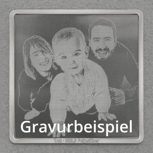 Silberbarren 1oz "Ihre Wunsch-Fotogravur" quadratisch - Miniaturansicht 2
