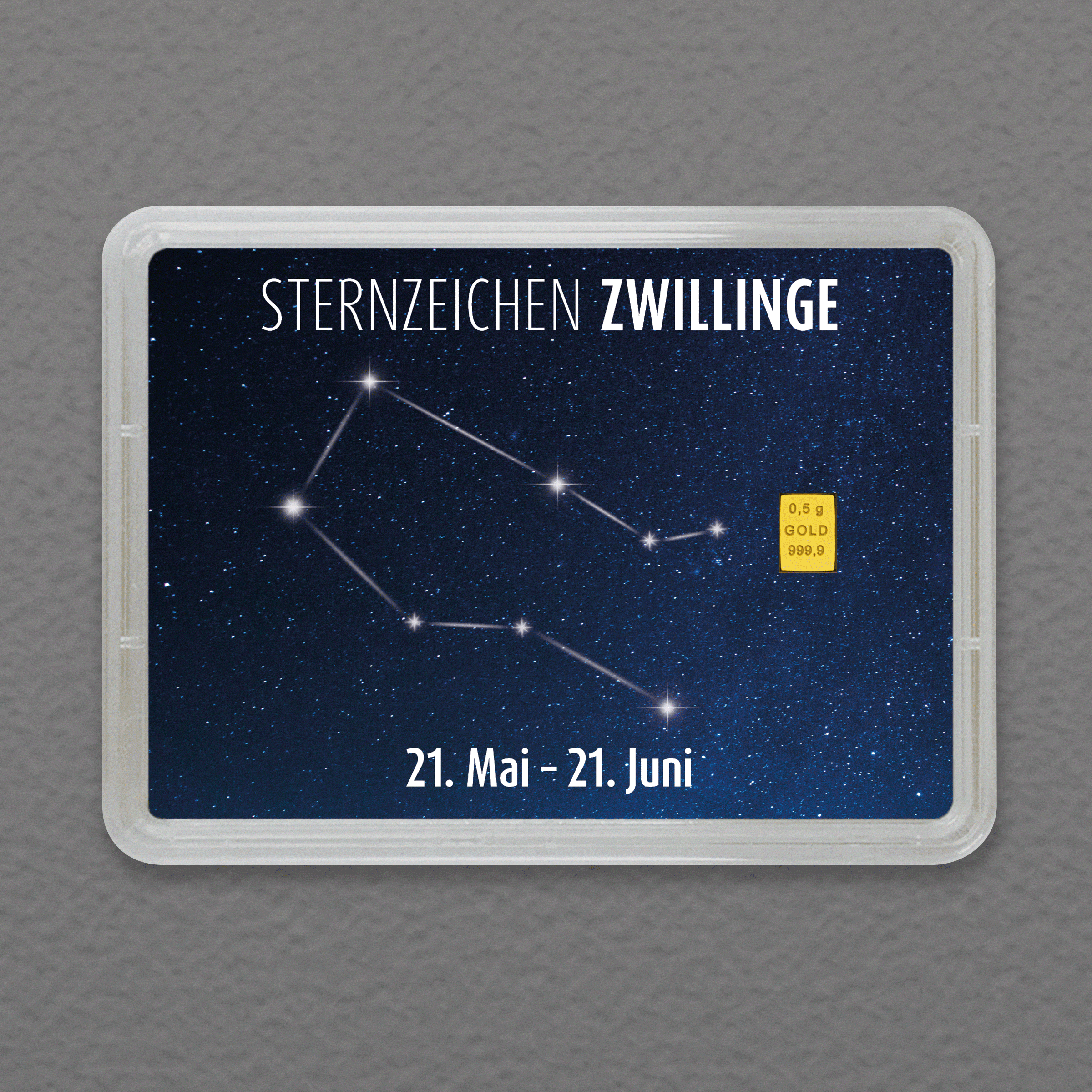 Goldbarren 0,5g "Sternzeichen: Zwillinge" (Flip) - Hauptansicht