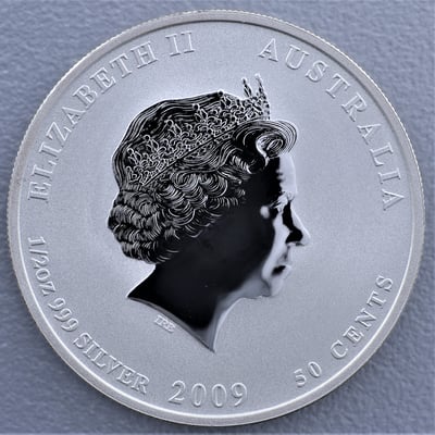 Silbermünze 1/2oz "Ochse" 2009 (koloriert) Lunar II – Year of the Ox (Australien) - Miniaturansicht 2