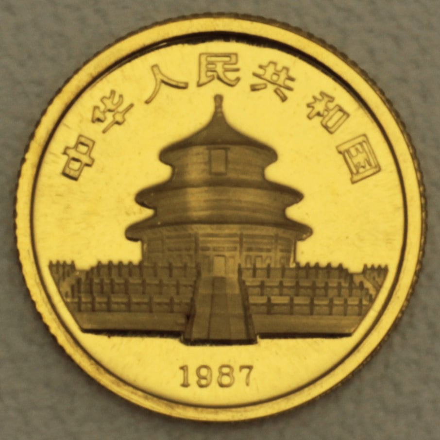 Goldmünze 1/20oz "Panda" 1987 (China) - Detailansicht 1