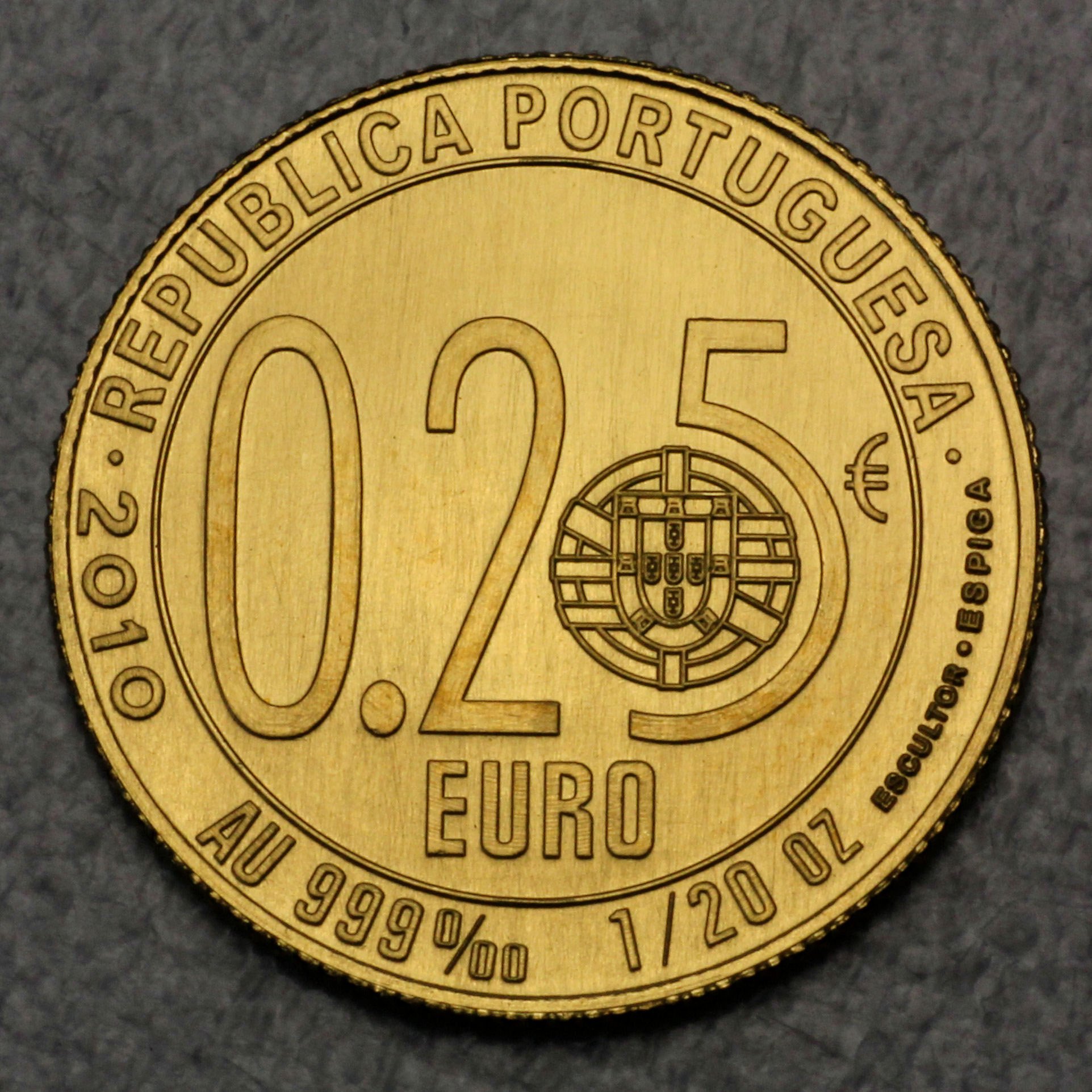 Goldmünze 0,25 Euro " Luis Vaz de Camoes" 2010 (Portugal) - Detailansicht 1