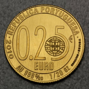 Goldmünze 0,25 Euro " Luis Vaz de Camoes" 2010 (Portugal) - Miniaturansicht 2