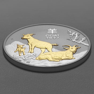 Silbermünze 3 x 1oz "Ziege" 2027 (PP/kol./verg.) Set 3-teilig Lunar III (Australien) - Miniaturansicht 12