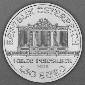Silbermünze 20 x 1oz "Wiener Philharmoniker" aktueller Jahrgang Tube (Österreich) - Miniaturansicht 3