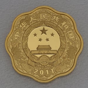 Goldmünze 1/2oz "Hase" 2011 Lunar - Blütenform (China) - Miniaturansicht 2