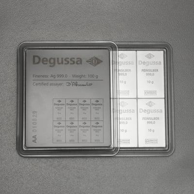 Silbertafel DEGUSSA (10x 10g Ag) "CombiBar" - Miniaturansicht 1