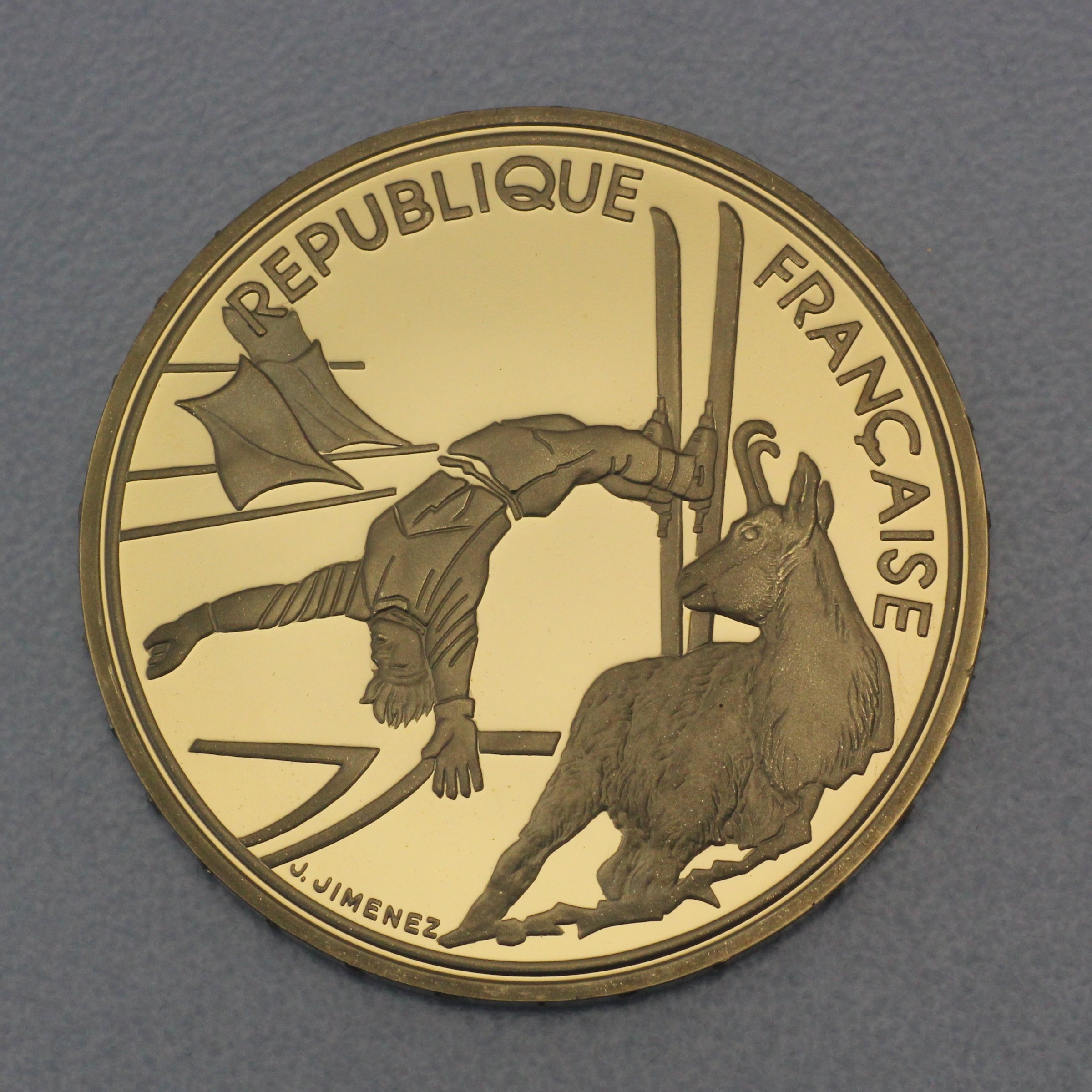 Goldmünze 500 Francs "Freestyle Ski" 1990 (Frankreich) - Hauptansicht