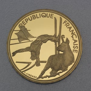 Goldmünze 500 Francs "Freestyle Ski" 1990 (Frankreich) - Miniaturansicht 1