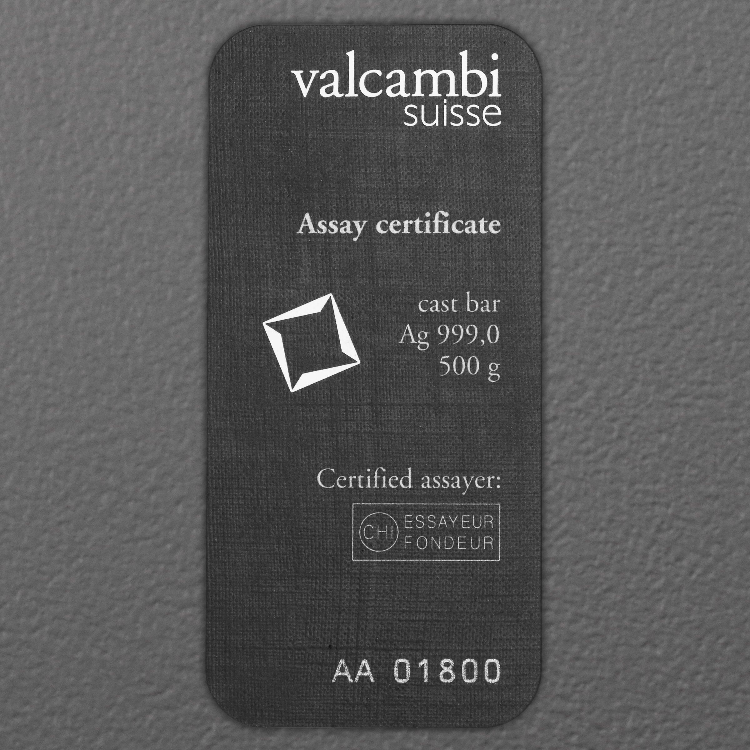 Silberbarren 500g VALCAMBI gegossen - Detailansicht 2