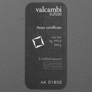 Silberbarren 500g VALCAMBI gegossen - Miniaturansicht 3