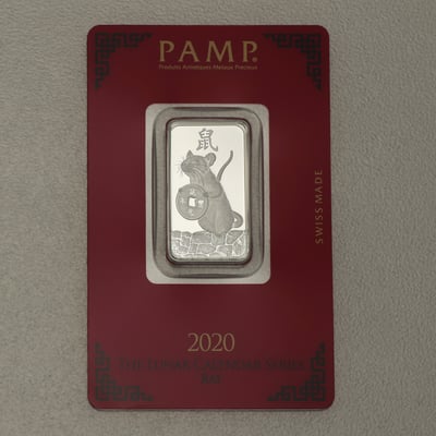 Silberbarren 10g "Maus 2020" Lunar PAMP - Miniaturansicht 1