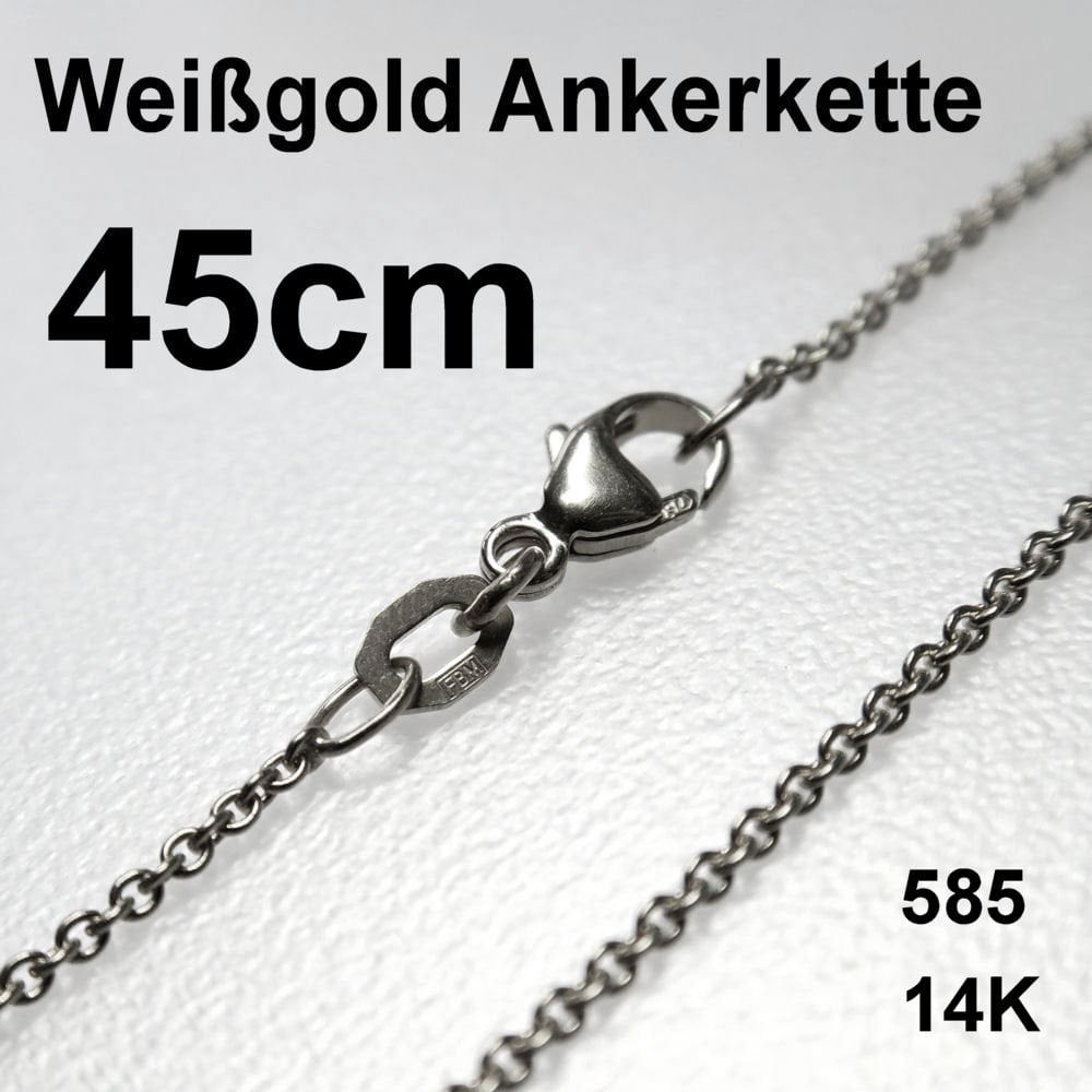 Weißgoldkette 585er/45 cm "Anker-Form" (14 kt WG) - Hauptansicht