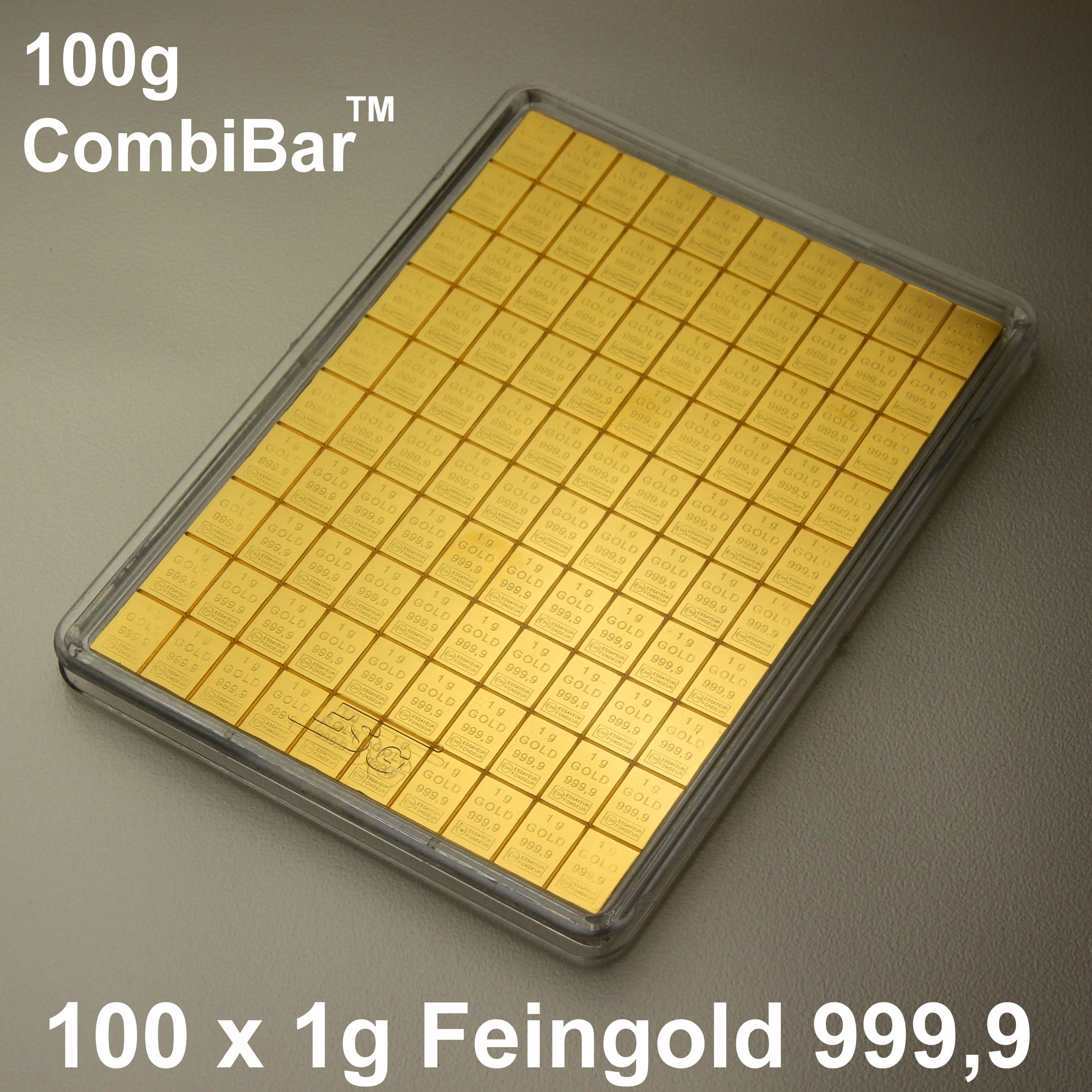 Goldtafel (100x 1g Feingold) "CombiBar" - Detailansicht 2
