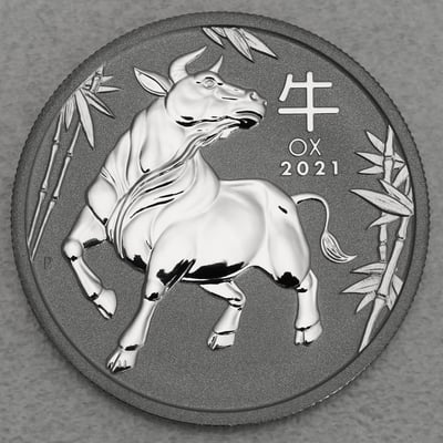 Platinmünze 1oz "Ochse" 2021 Lunar III – Year of the Ox 19% (Australien) - Miniaturansicht 1