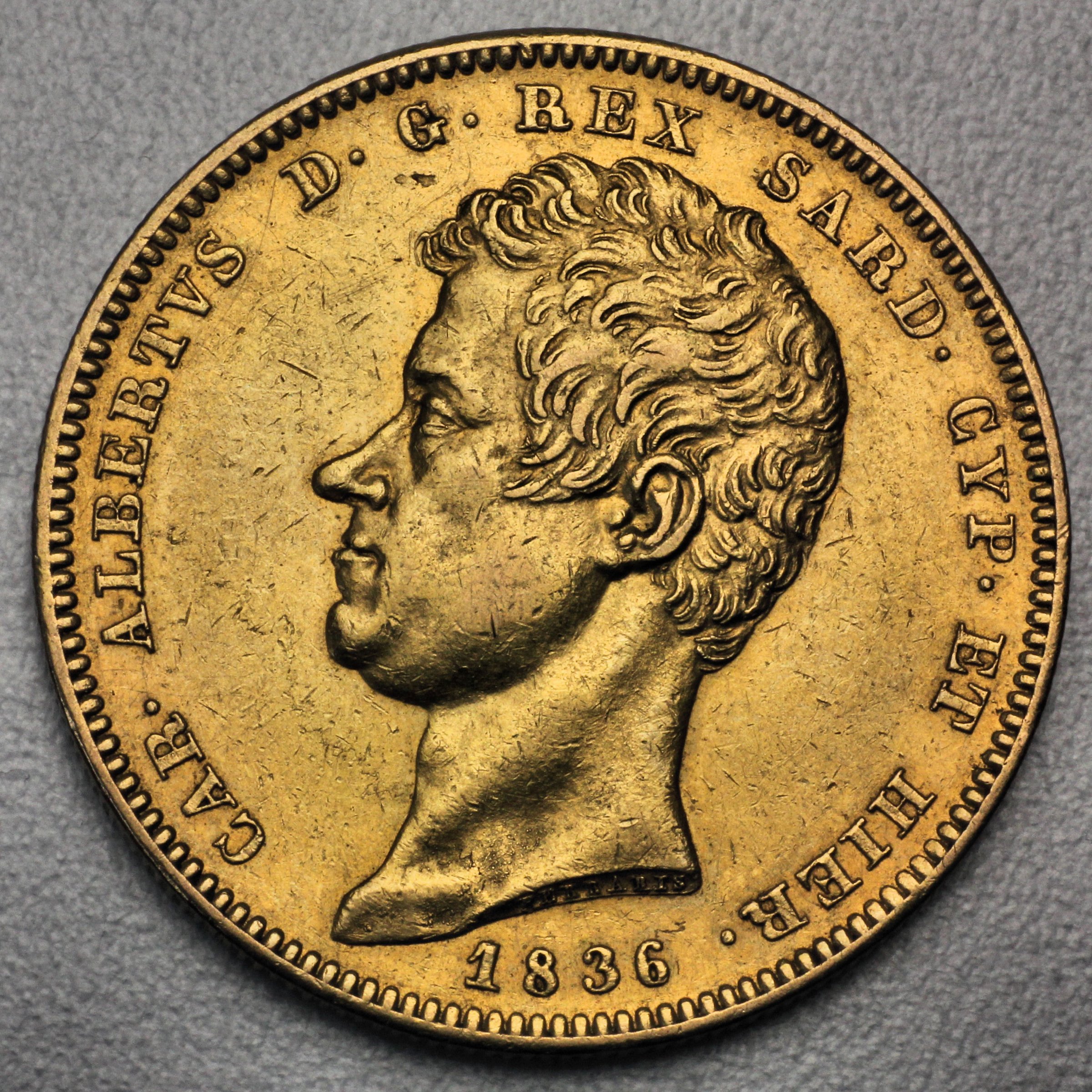Goldmünze 100 Lire "Karl Albert-Sardinien" (Italien) - Hauptansicht